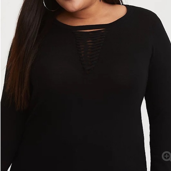 torrid Sweaters - Torrid Black Lattice Knit Sweater